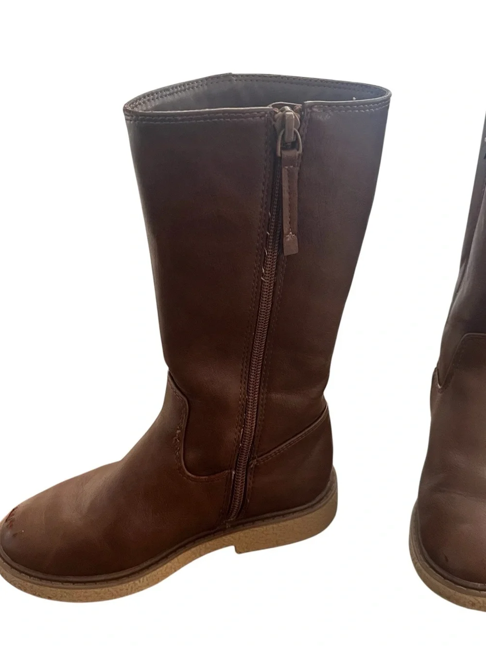 Cat & Jack Brown Girls Tall Zip Boots